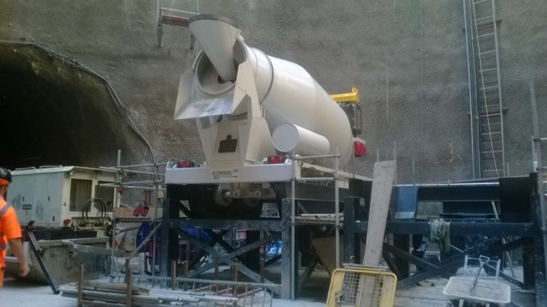 Cement Mixer At Tunnel Floor